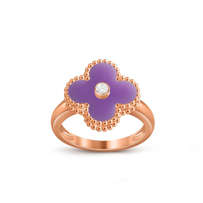 [Avelora]LUCKY CLOVER DIAMOND-ACCENT ROSE GOLD RING COLLECTION