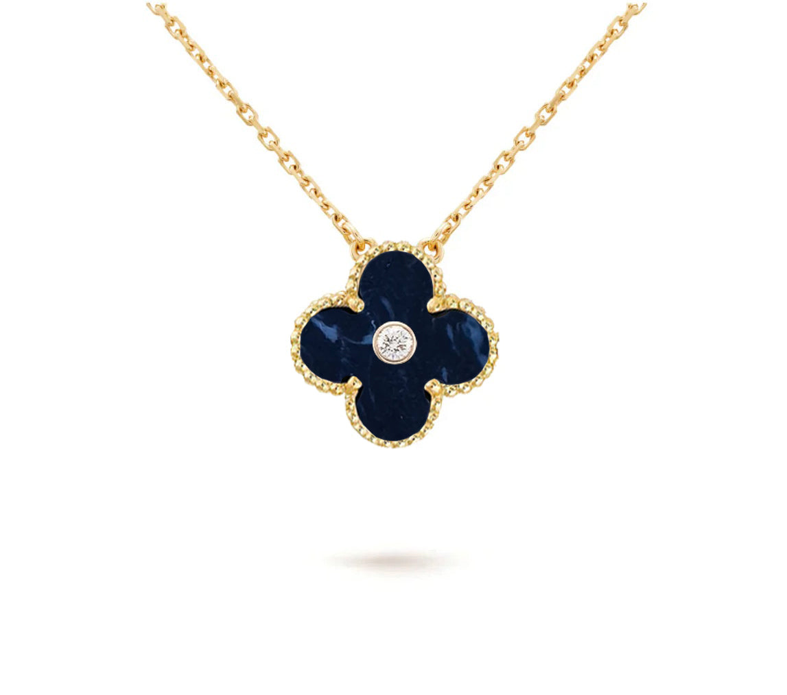 [Avelora]15MM CLOVER FLOWER DIAMOND PENDANT NECKLACE COLLECTION