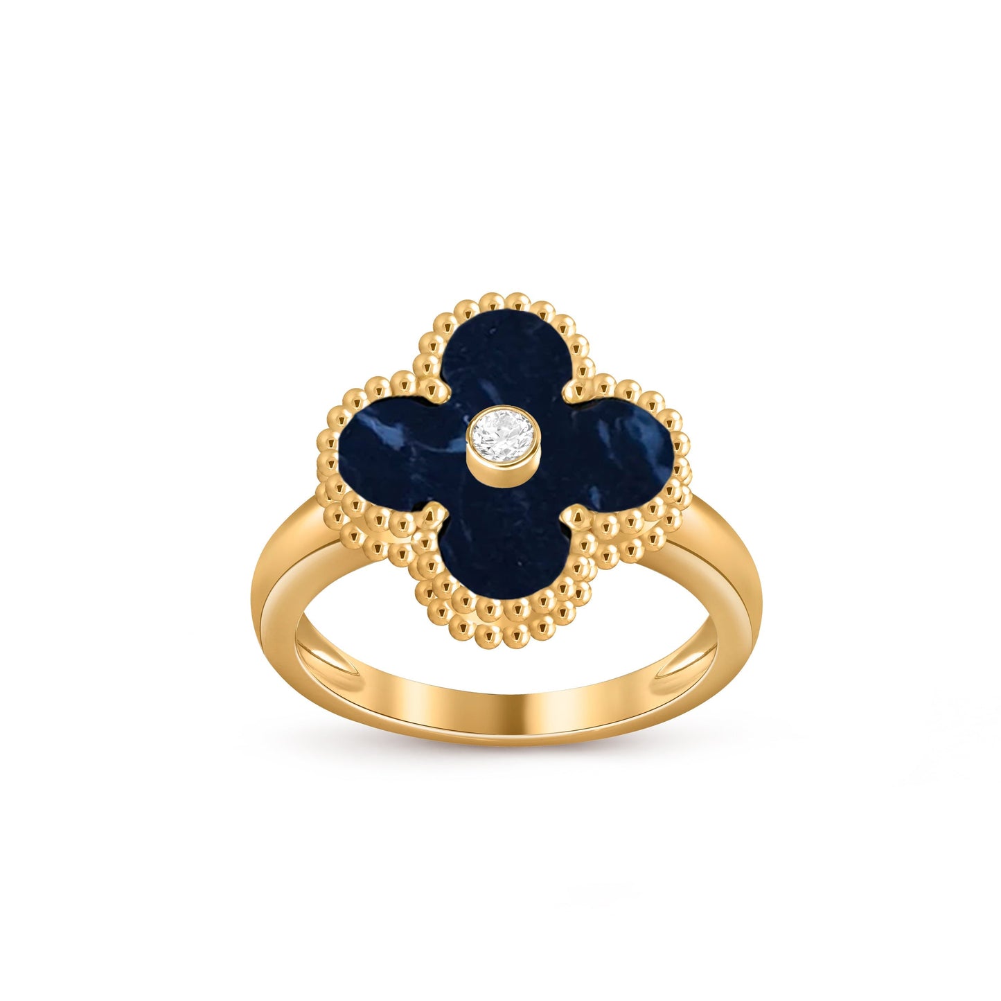 [Avelora]LUCKY CLOVER DIAMOND-ACCENT GOLD RING COLLECTION
