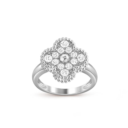 [Avelora]LUCKY CLOVER VINTAGE WHITE GOLD RING COLLECTION