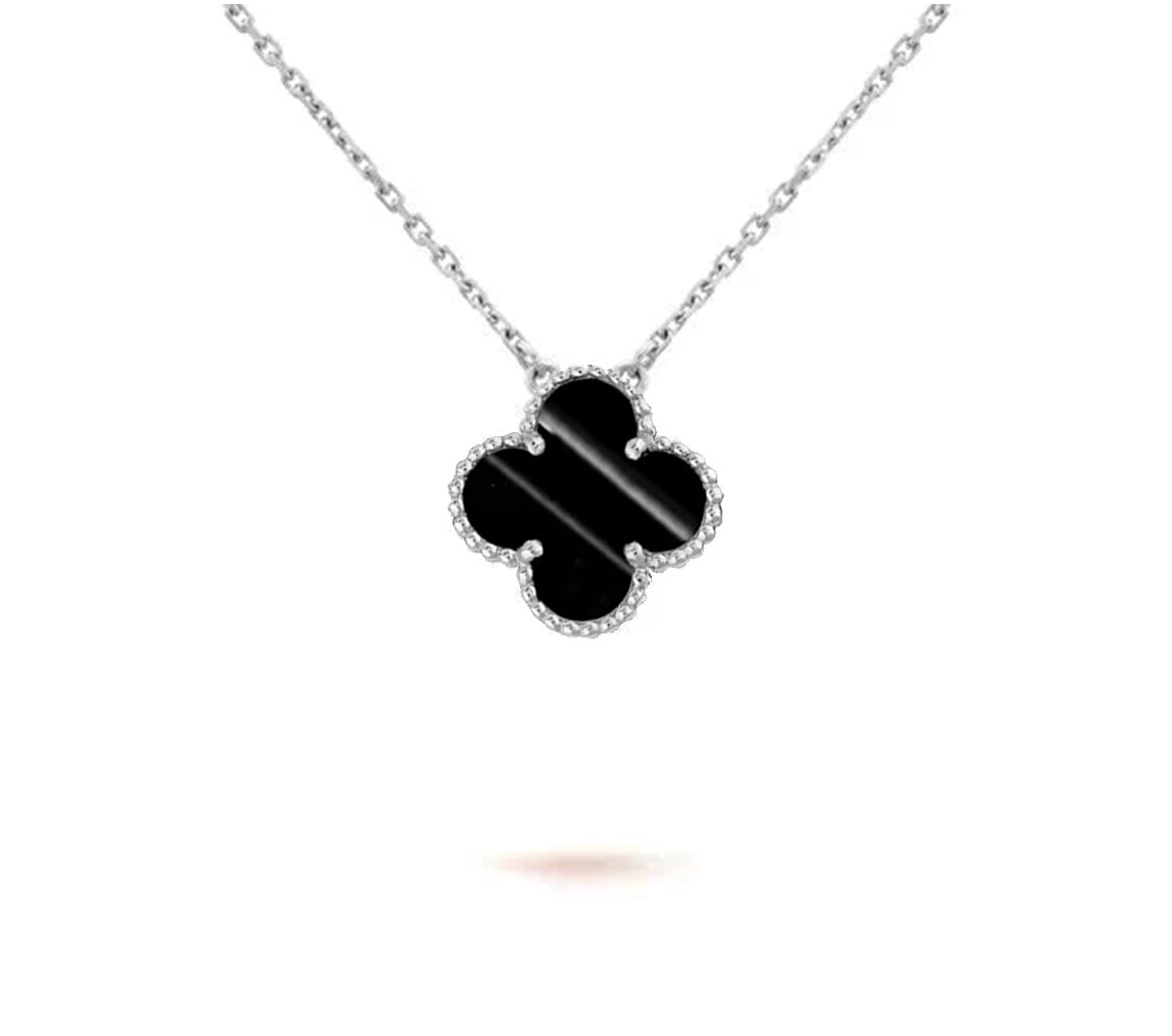 [Avelora]15MM CLOVER FLOWER PENDANT NECKLACE WHITE GOLD COLLECTION