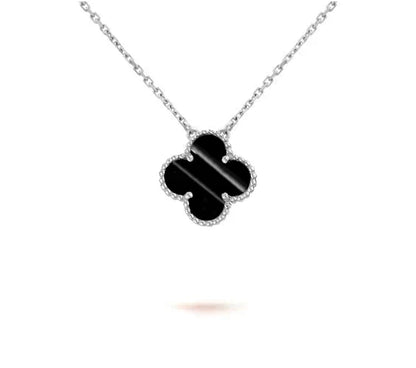 [Avelora]15MM CLOVER FLOWER PENDANT NECKLACE WHITE GOLD COLLECTION
