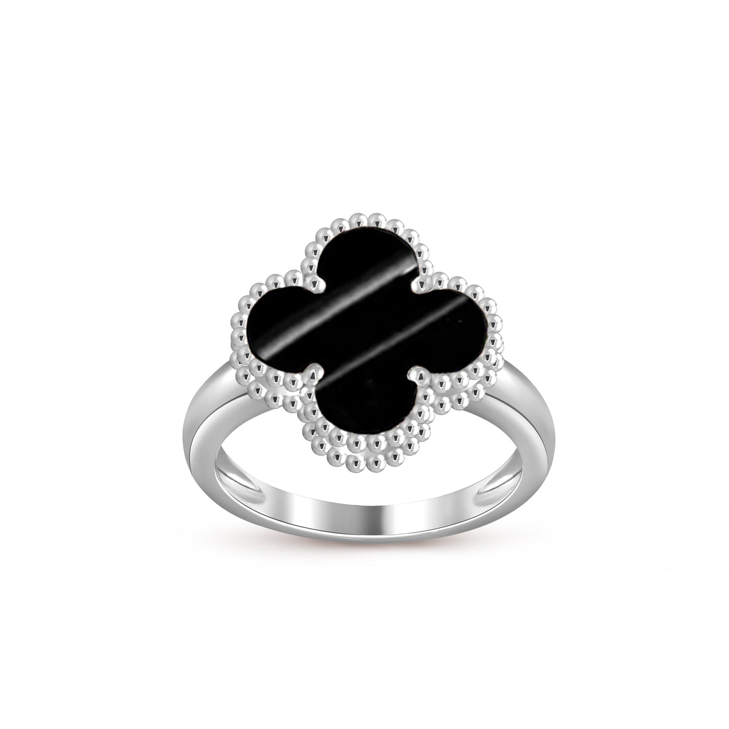 [Avelora]LUCKY CLOVER VINTAGE WHITE GOLD RING COLLECTION
