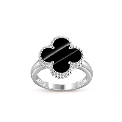 [Avelora]LUCKY CLOVER VINTAGE WHITE GOLD RING COLLECTION