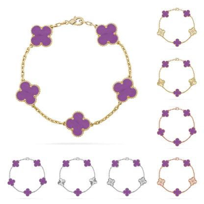 [Avelora]LUCKY CLOVER 5-MOTIF BRACELET - VIOLET COLLECTION