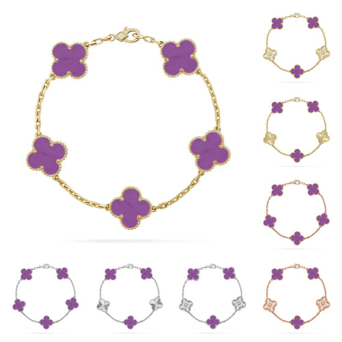 [Avelora]LUCKY CLOVER 5-MOTIF BRACELET - VIOLET COLLECTION