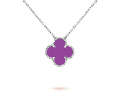 [Avelora]15MM CLOVER FLOWER PENDANT NECKLACE WHITE GOLD COLLECTION