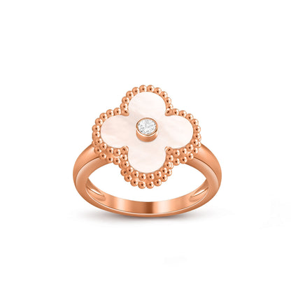 [Avelora]LUCKY CLOVER DIAMOND-ACCENT ROSE GOLD RING COLLECTION