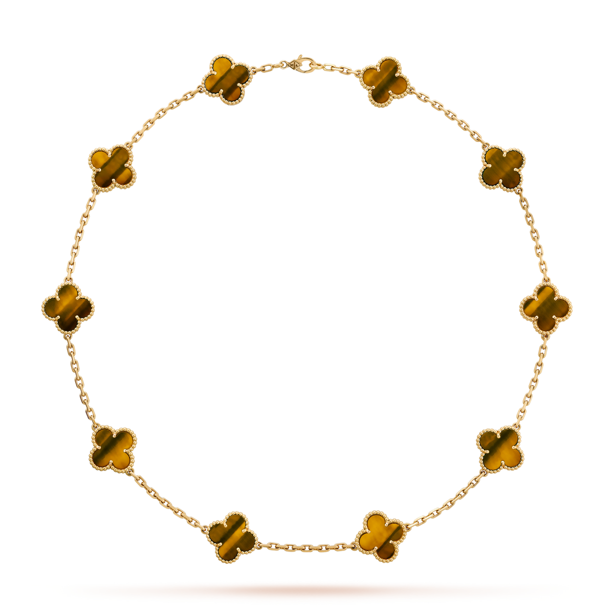 [Avelora Jewelry ]CLOVER 10 MOTIFS TIGER EYE NECKLACE