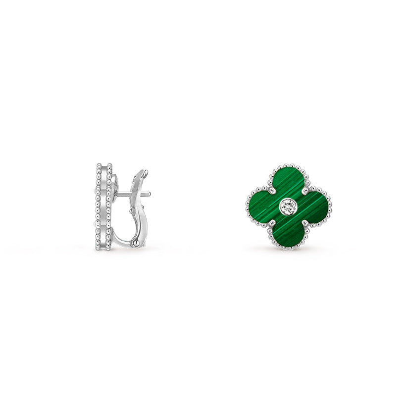 [Avelora]15MM CLOVER FLOWER STUD EARRINGS DIAMOND-WHITE GOLD COLLECTION
