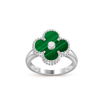 [Avelora]LUCKY CLOVER DIAMOND-ACCENT WHITE GOLD RING COLLECTION
