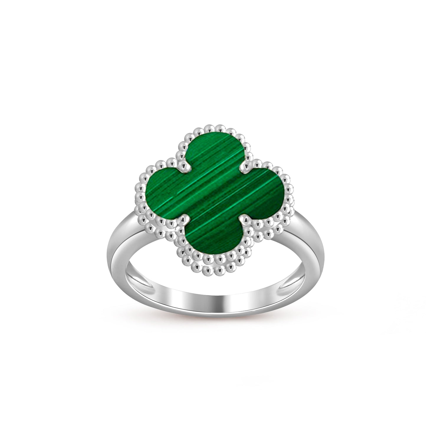 [Avelora]LUCKY CLOVER VINTAGE WHITE GOLD RING COLLECTION
