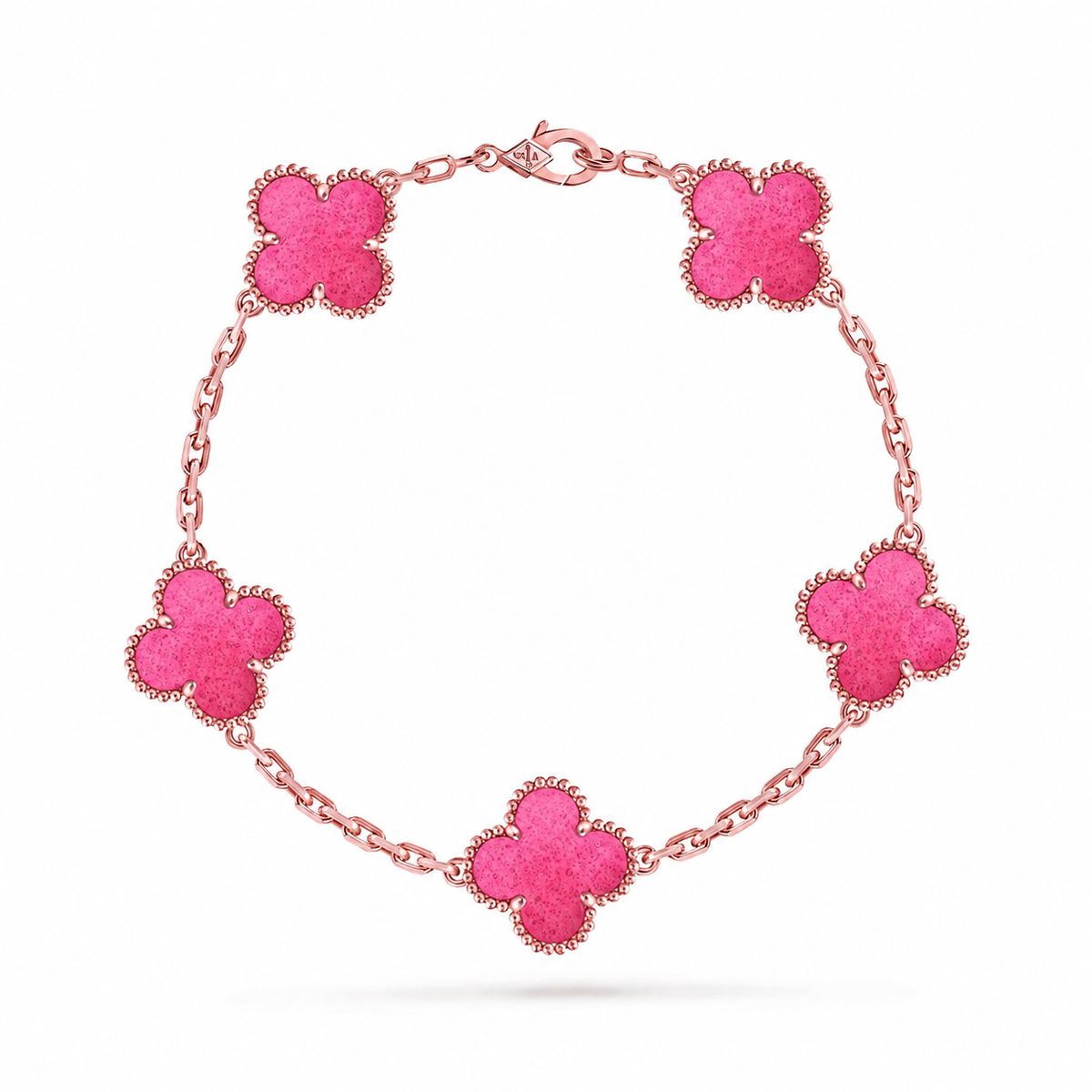 [Avelora jewelry]NEW CLOVER 5 MOTIFS PINK ENAMEL BRACELET