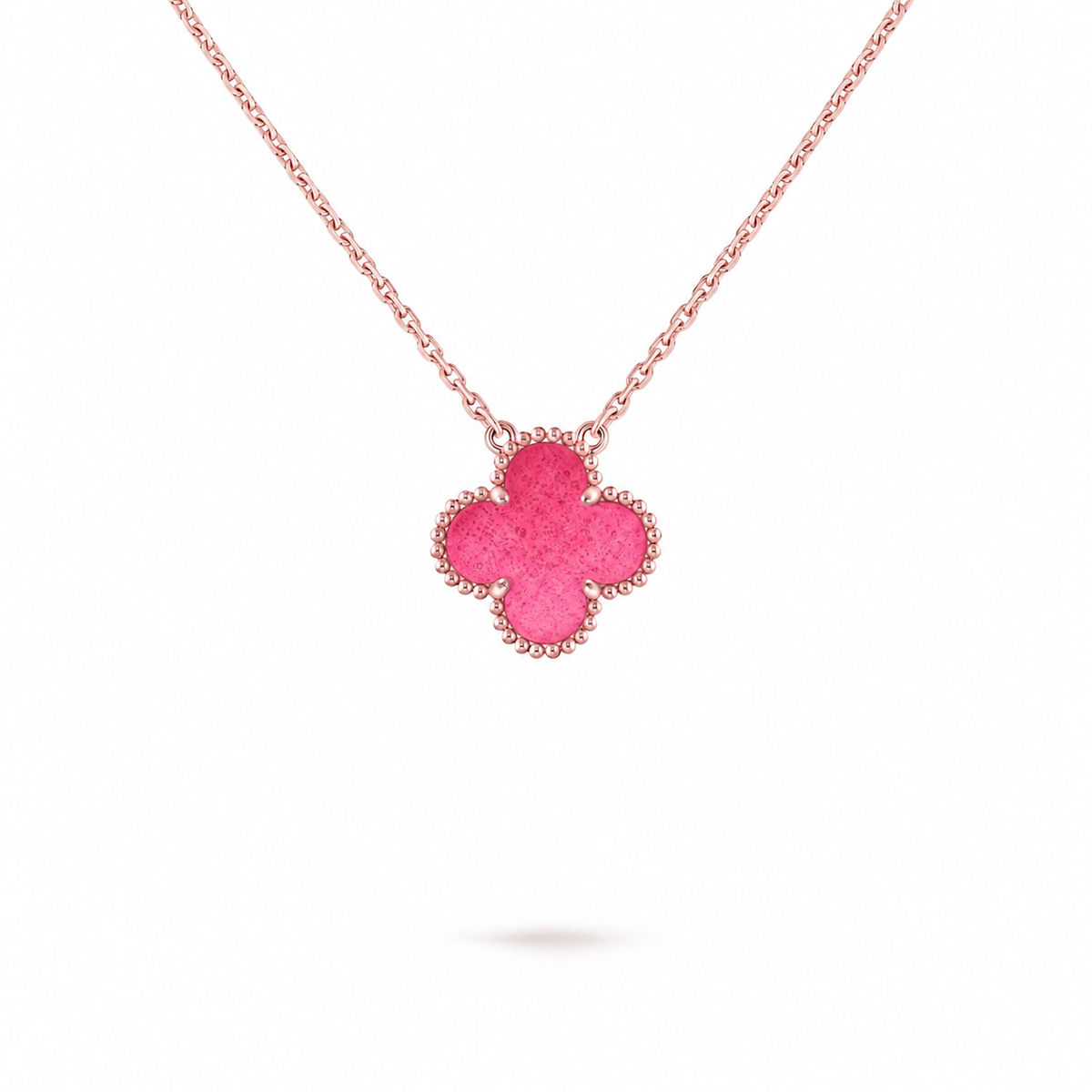[Avelora jewelry] NEW CLOVER 15MM PINK ENAMEL NECKLACE