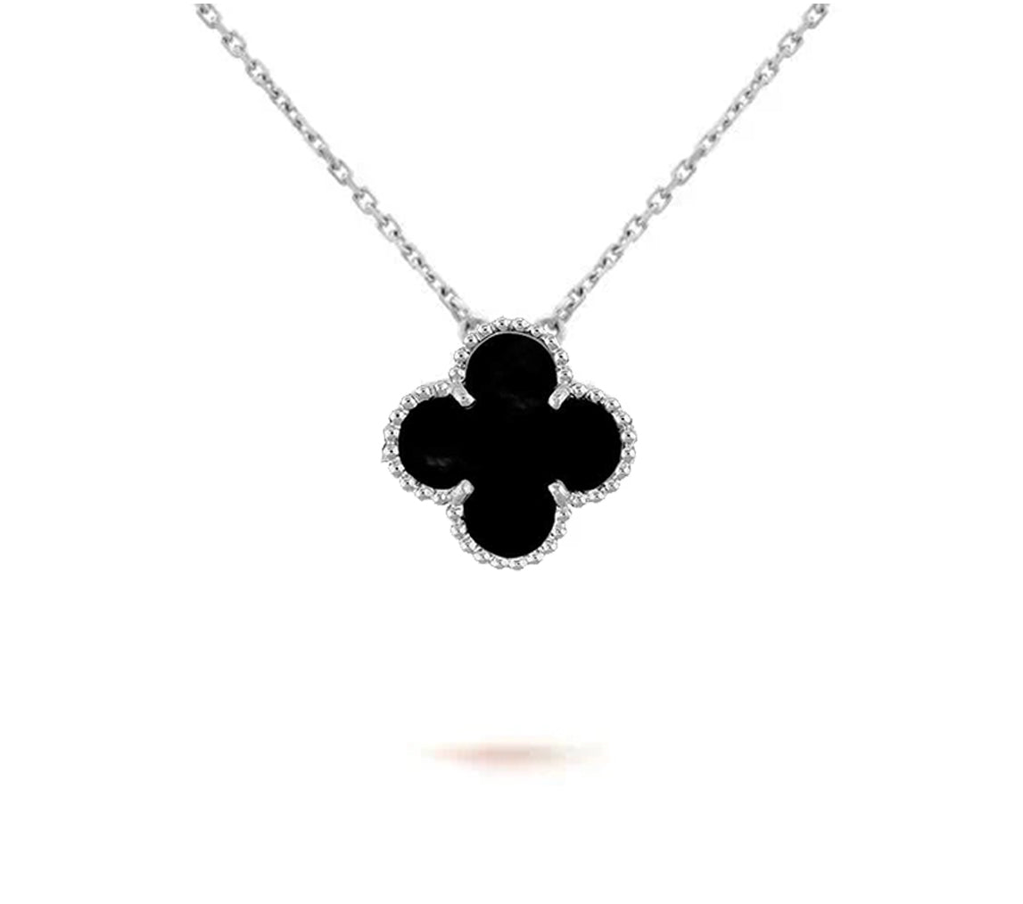 [Avelora]15MM CLOVER FLOWER PENDANT NECKLACE WHITE GOLD COLLECTION