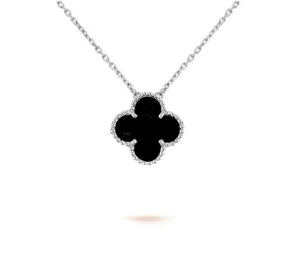 [Avelora]15MM CLOVER FLOWER PENDANT NECKLACE WHITE GOLD COLLECTION