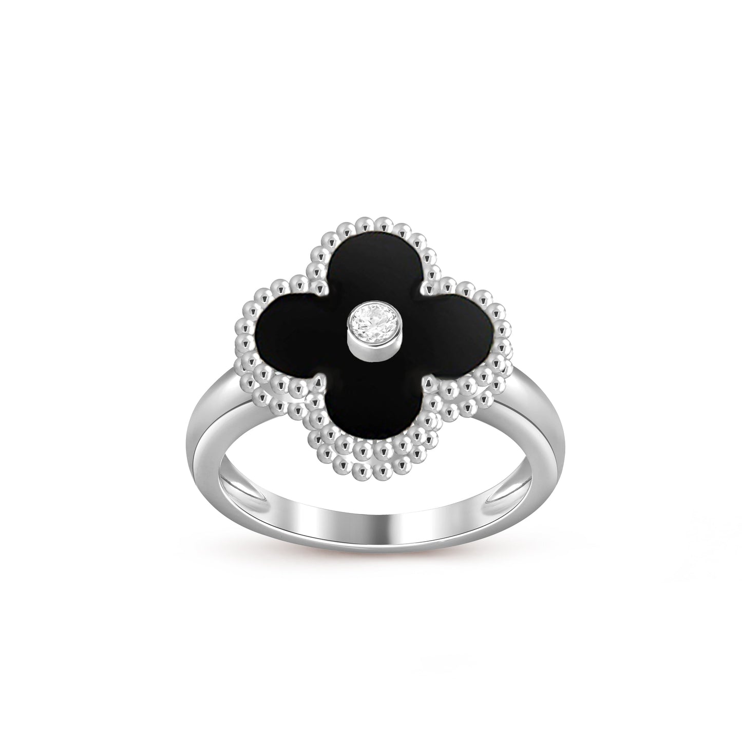 [Avelora]LUCKY CLOVER DIAMOND-ACCENT WHITE GOLD RING COLLECTION
