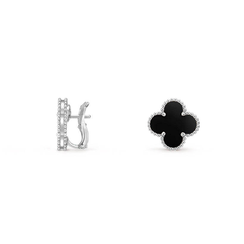 [Avelora]15MM CLOVER FLOWER STUD EARRINGS WHITE GOLD COLLECTION