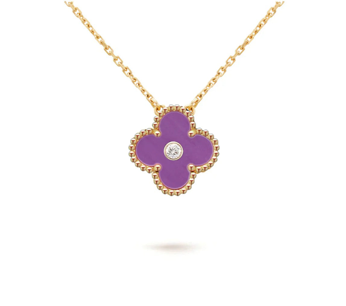 [Avelora]15MM CLOVER FLOWER DIAMOND PENDANT NECKLACE COLLECTION