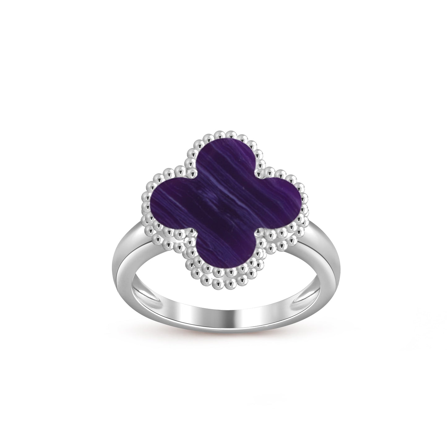 [Avelora]LUCKY CLOVER VINTAGE WHITE GOLD RING COLLECTION