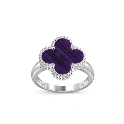 [Avelora]LUCKY CLOVER VINTAGE WHITE GOLD RING COLLECTION