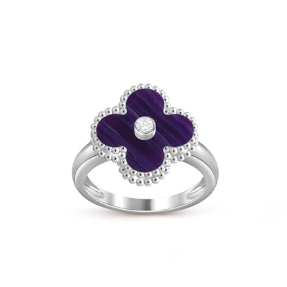 [Avelora]LUCKY CLOVER DIAMOND-ACCENT WHITE GOLD RING COLLECTION