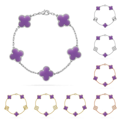 [Avelora]LUCKY CLOVER 5-MOTIF BRACELET - LAVENDER COLLECTION