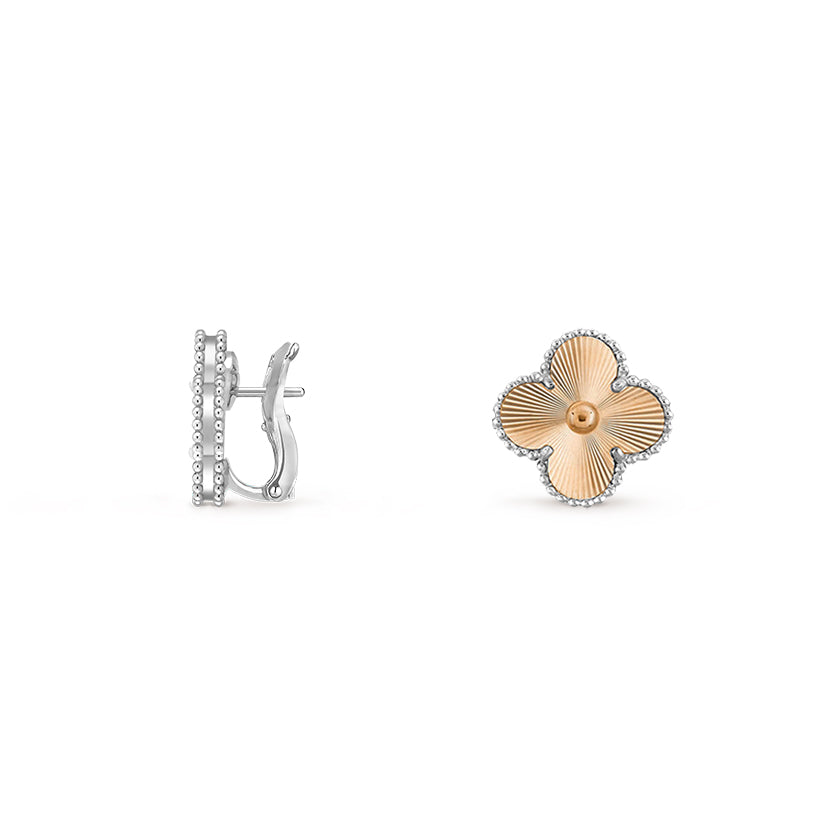 [Avelora]15MM CLOVER FLOWER STUD EARRINGS WHITE GOLD COLLECTION