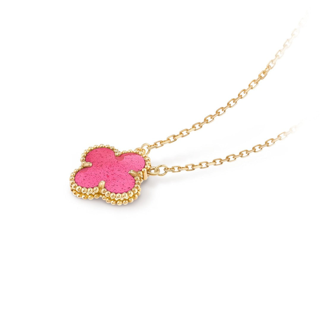 [Avelora jewelry] NEW CLOVER 15MM PINK ENAMEL NECKLACE