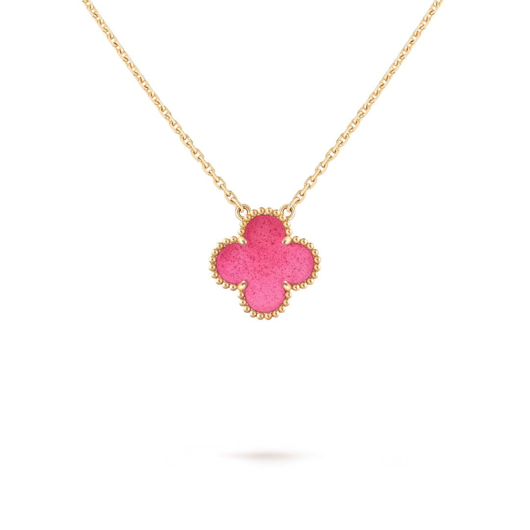 [Avelora jewelry] NEW CLOVER 15MM PINK ENAMEL NECKLACE