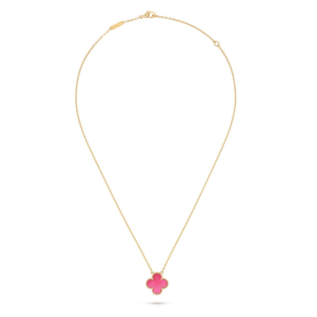 [Avelora jewelry] NEW CLOVER 15MM PINK ENAMEL NECKLACE
