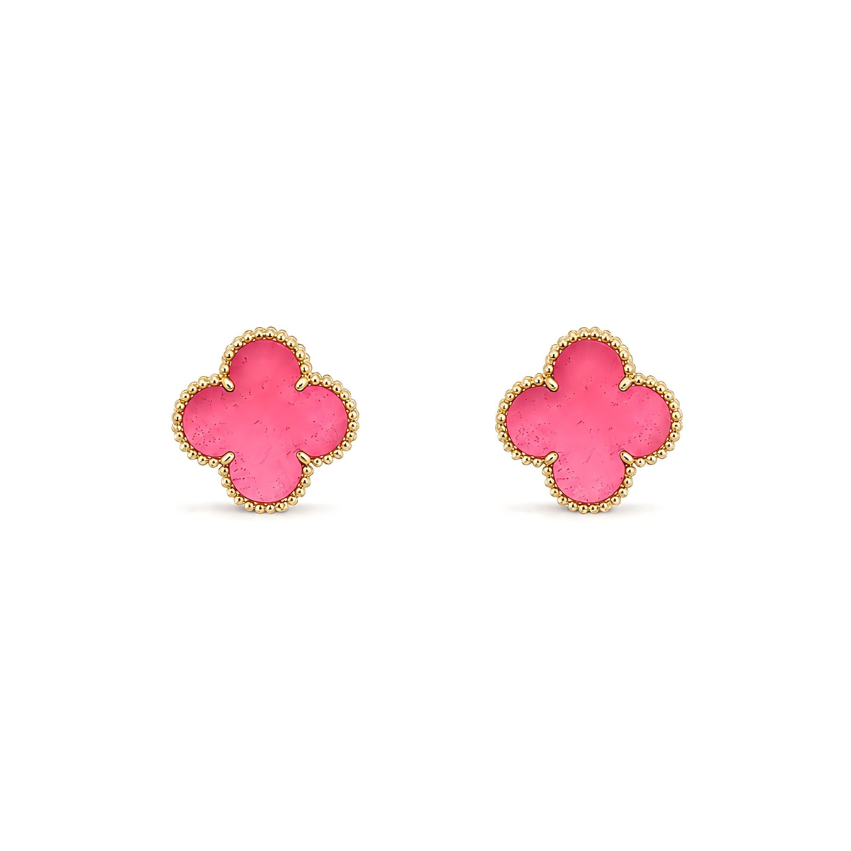 [Avelora jewelry]NEW CLOVER 15MM PINK ENAMEL STUD EARRINGS