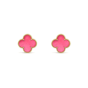 [Avelora jewelry]NEW CLOVER 15MM PINK ENAMEL STUD EARRINGS
