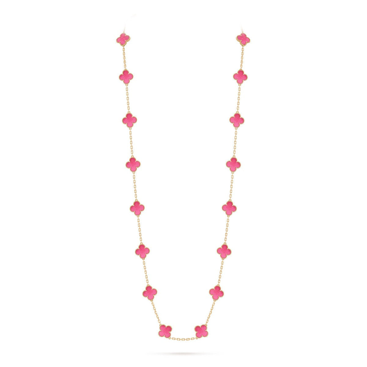 [Avelora jewelry] NEW CLOVER 20 MOTIFS PINK ENAMEL NECKLACE