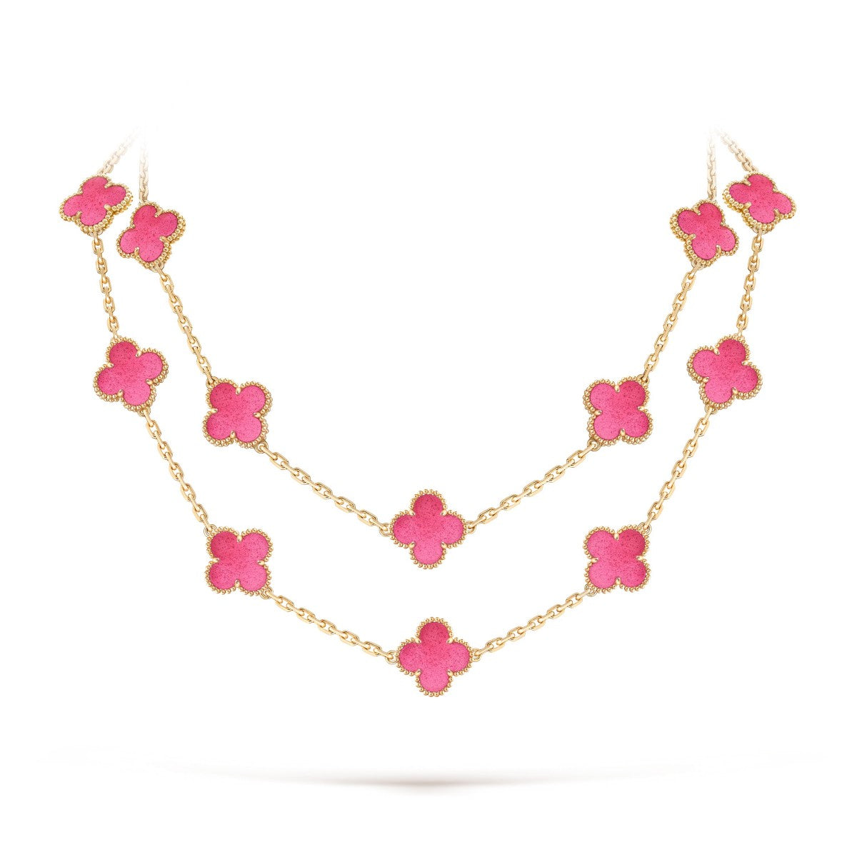 [Avelora jewelry] NEW CLOVER 20 MOTIFS PINK ENAMEL NECKLACE