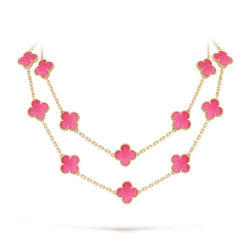 [Avelora jewelry] NEW CLOVER 20 MOTIFS PINK ENAMEL NECKLACE