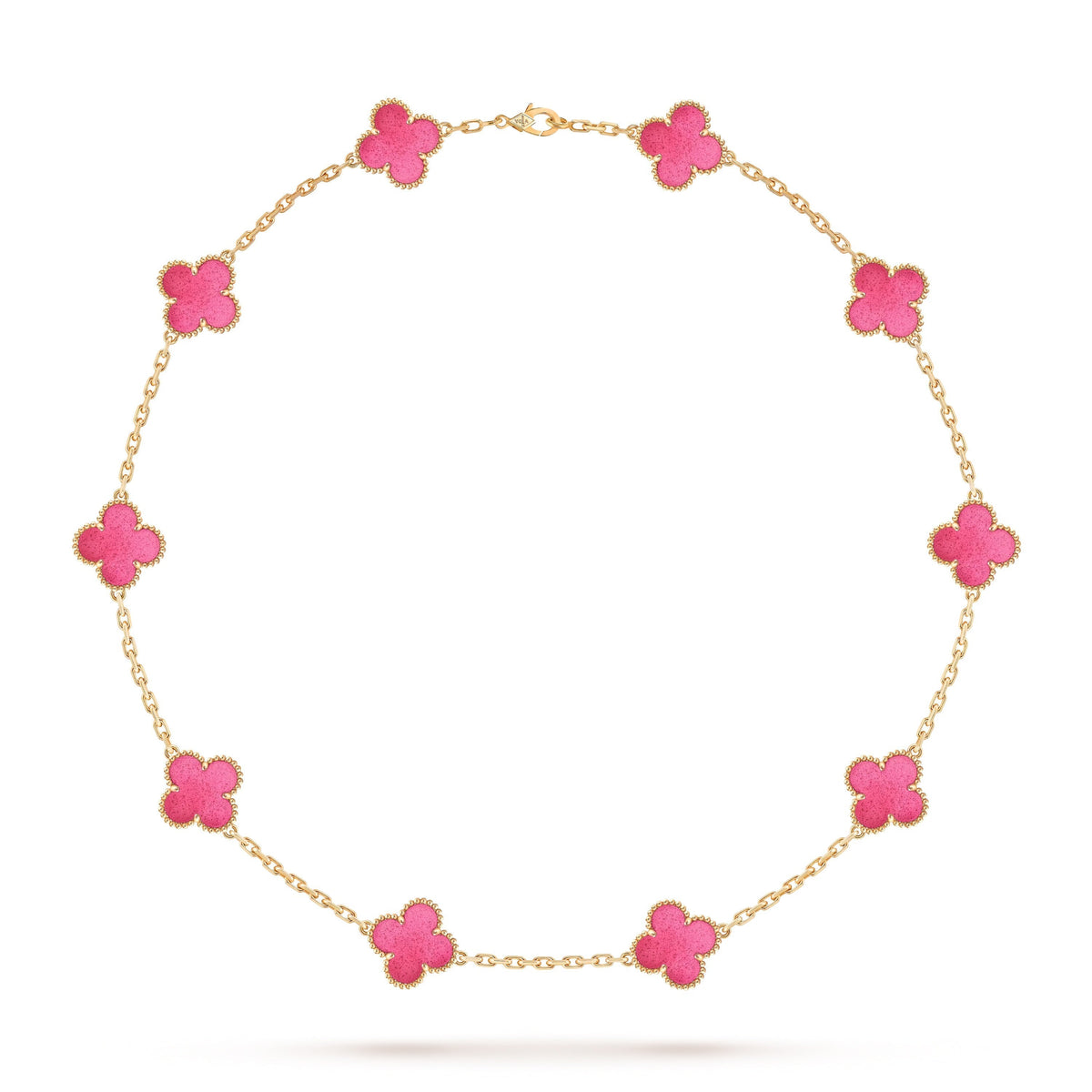 [Avelora jewelry]NEW CLOVER 10 MOTIFS PINK ENAMEL NECKLACE