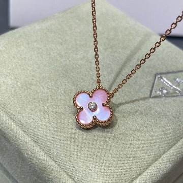 [Avelora Jewelry ]CLOVER 15MM DIAMOND PINK MOP NECKLACE