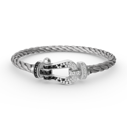 [Avelora]FORCE LARGE HORSESHOE BLACK & WHITE DIAMOND BRACELET - WHITE GOLD