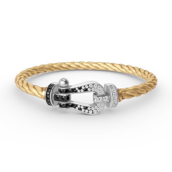[Avelora]FORCE LARGE HORSESHOE BLACK & WHITE DIAMOND BRACELET - WHITE GOLD
