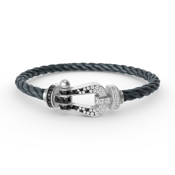 [Avelora]FORCE LARGE HORSESHOE BLACK & WHITE DIAMOND BRACELET - WHITE GOLD