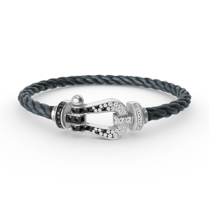 [Avelora]FORCE LARGE HORSESHOE BLACK & WHITE DIAMOND BRACELET - WHITE GOLD