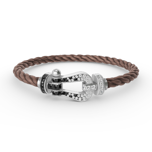 [Avelora]FORCE LARGE HORSESHOE BLACK & WHITE DIAMOND BRACELET - WHITE GOLD