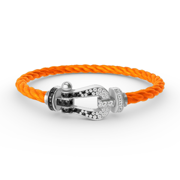 [Avelora]FORCE LARGE HORSESHOE BLACK & WHITE DIAMOND BRACELET - WHITE GOLD