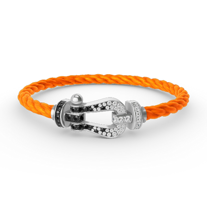 [Avelora]FORCE LARGE HORSESHOE BLACK & WHITE DIAMOND BRACELET - WHITE GOLD