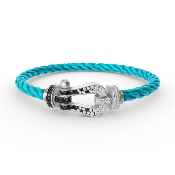 [Avelora Jewelry ]FORCE LARGE HORSESHOE BLACK WHITE DIAMOND BRACELET SILVER