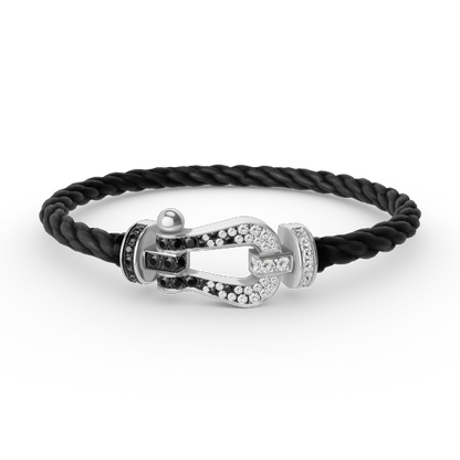 [Avelora]FORCE LARGE HORSESHOE BLACK & WHITE DIAMOND BRACELET - WHITE GOLD