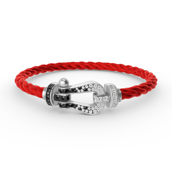 [Avelora]FORCE LARGE HORSESHOE BLACK & WHITE DIAMOND BRACELET - WHITE GOLD