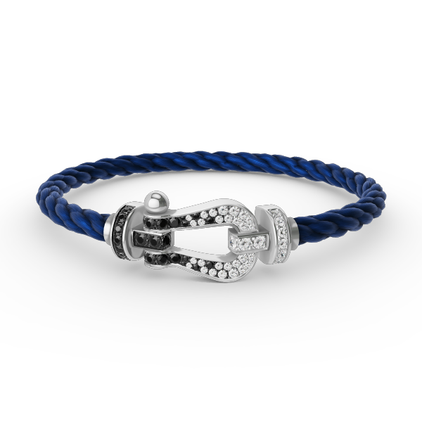 [Avelora]FORCE LARGE HORSESHOE BLACK & WHITE DIAMOND BRACELET - WHITE GOLD