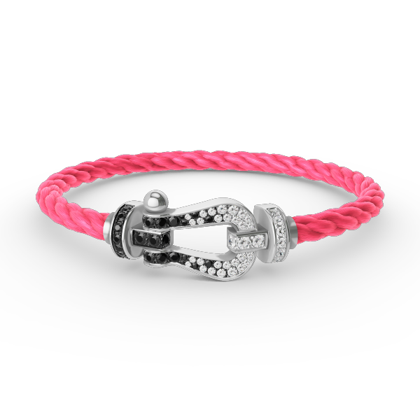 [Avelora]FORCE LARGE HORSESHOE BLACK & WHITE DIAMOND BRACELET - WHITE GOLD